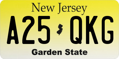 NJ license plate A25QKG