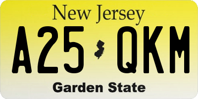 NJ license plate A25QKM