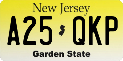 NJ license plate A25QKP