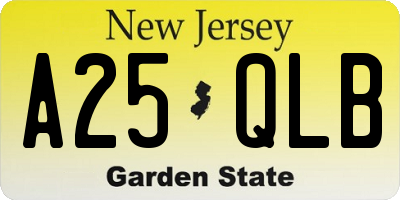 NJ license plate A25QLB