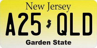 NJ license plate A25QLD