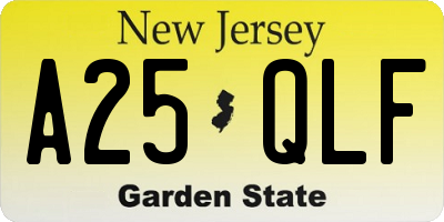 NJ license plate A25QLF