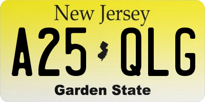 NJ license plate A25QLG