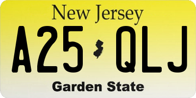 NJ license plate A25QLJ