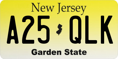 NJ license plate A25QLK
