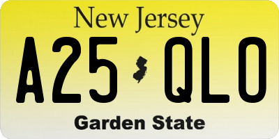 NJ license plate A25QLO
