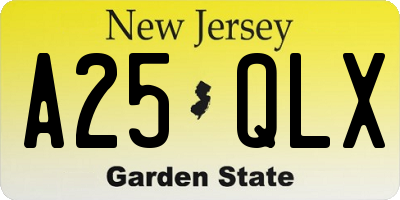 NJ license plate A25QLX