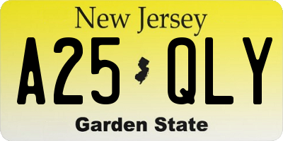 NJ license plate A25QLY