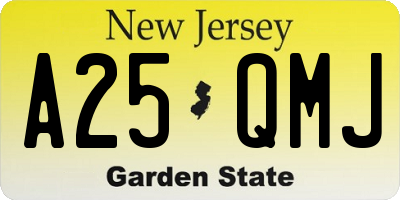 NJ license plate A25QMJ