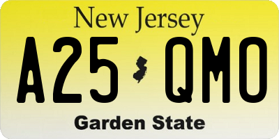NJ license plate A25QMO