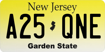 NJ license plate A25QNE
