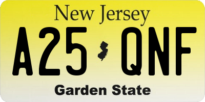 NJ license plate A25QNF