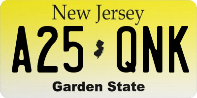 NJ license plate A25QNK