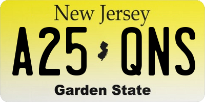 NJ license plate A25QNS