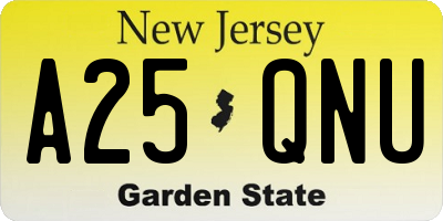 NJ license plate A25QNU