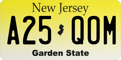 NJ license plate A25QOM