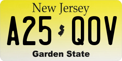 NJ license plate A25QOV