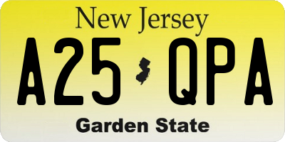 NJ license plate A25QPA