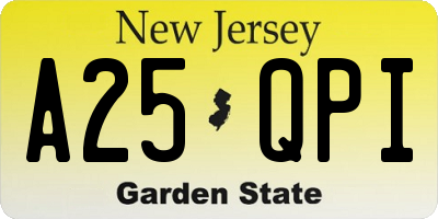 NJ license plate A25QPI