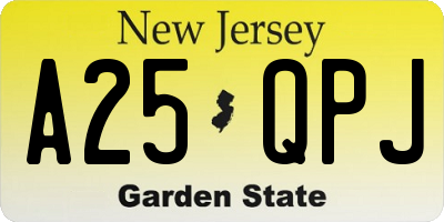 NJ license plate A25QPJ