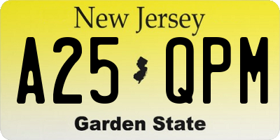 NJ license plate A25QPM