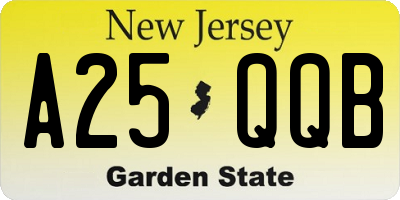 NJ license plate A25QQB