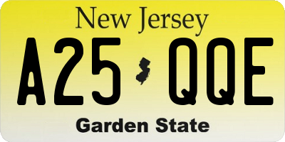 NJ license plate A25QQE
