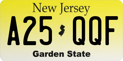 NJ license plate A25QQF
