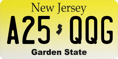 NJ license plate A25QQG