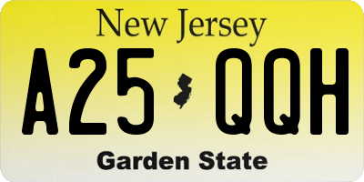 NJ license plate A25QQH