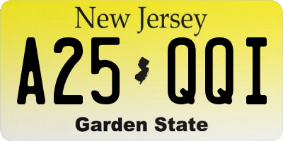 NJ license plate A25QQI