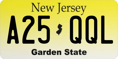 NJ license plate A25QQL