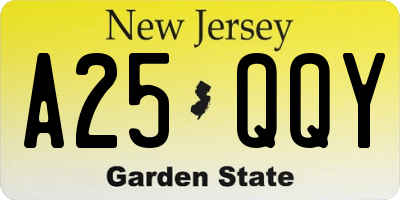 NJ license plate A25QQY
