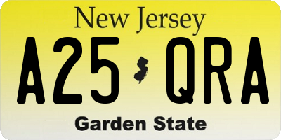 NJ license plate A25QRA