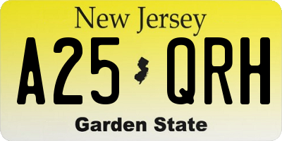 NJ license plate A25QRH