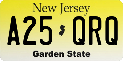 NJ license plate A25QRQ