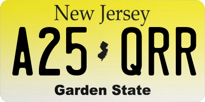 NJ license plate A25QRR