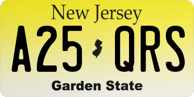NJ license plate A25QRS