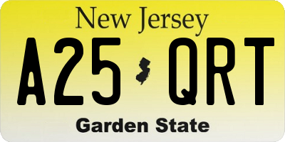 NJ license plate A25QRT