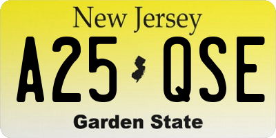 NJ license plate A25QSE