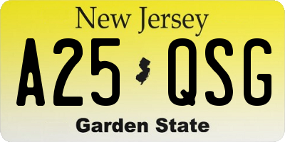 NJ license plate A25QSG