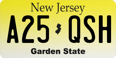 NJ license plate A25QSH