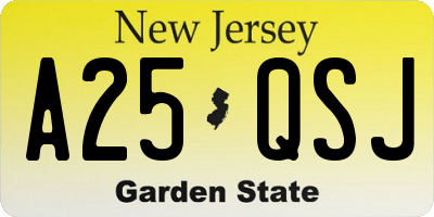 NJ license plate A25QSJ