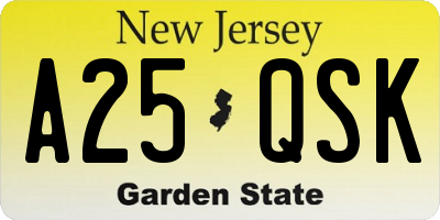 NJ license plate A25QSK