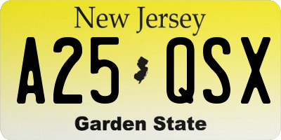 NJ license plate A25QSX