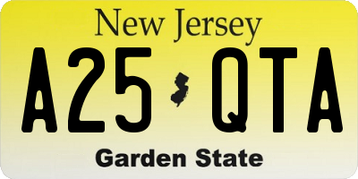 NJ license plate A25QTA