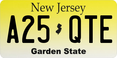 NJ license plate A25QTE