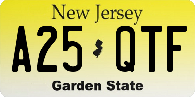 NJ license plate A25QTF