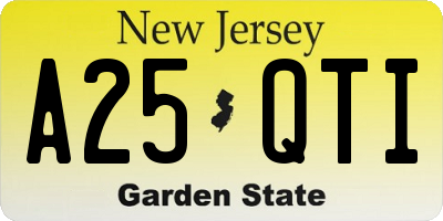 NJ license plate A25QTI
