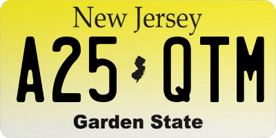NJ license plate A25QTM